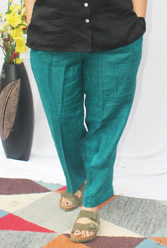 Teal Jute Linen Pant