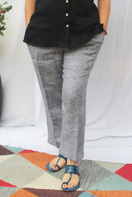 Grey Jute Linen Pant