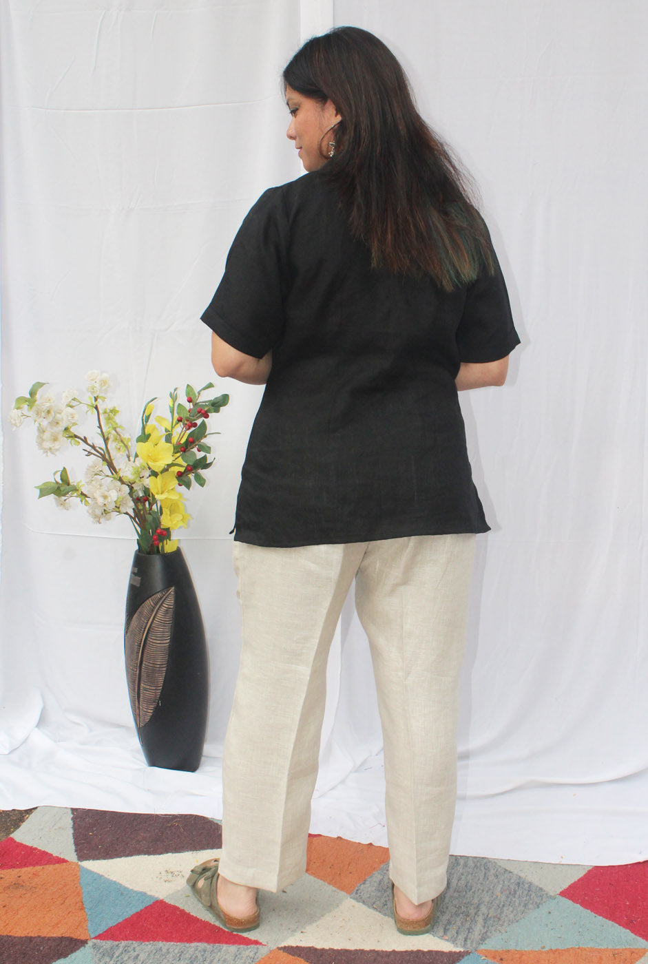 Beige Jute Linen Pant