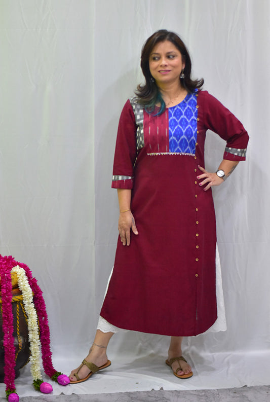 Straight Cut kurti With Yoke (A)