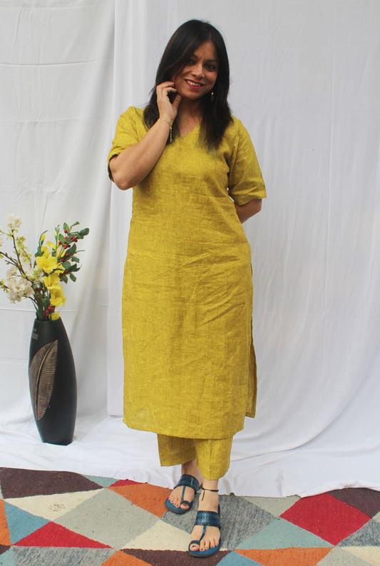 Mustard Color Linen Co-Ord Set