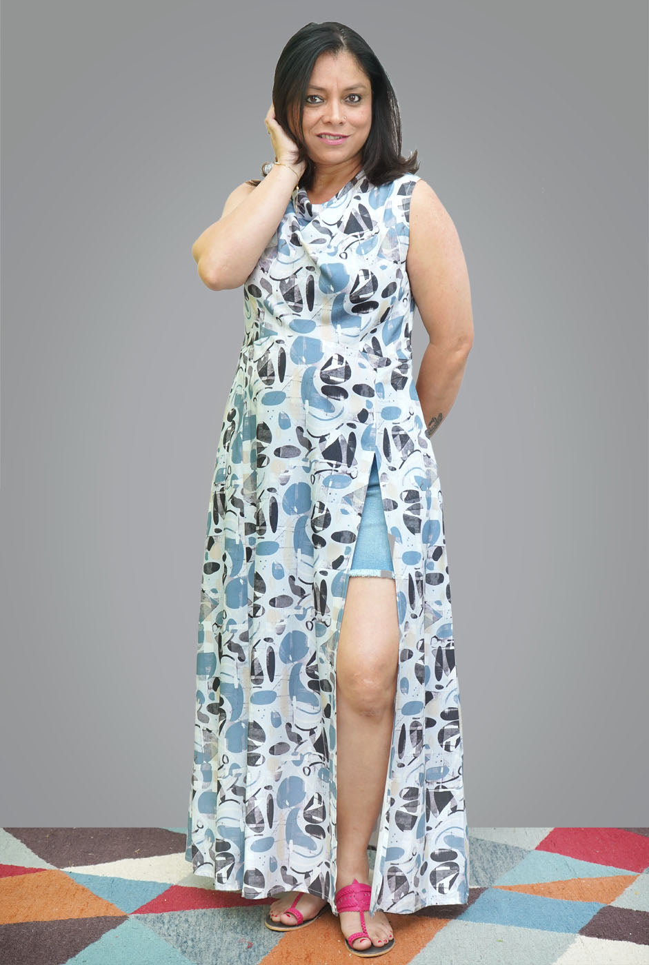 Digital Print Rayon Cotton Long Dress