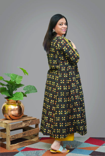 Dabu Ajrakh Kurta With Handwork