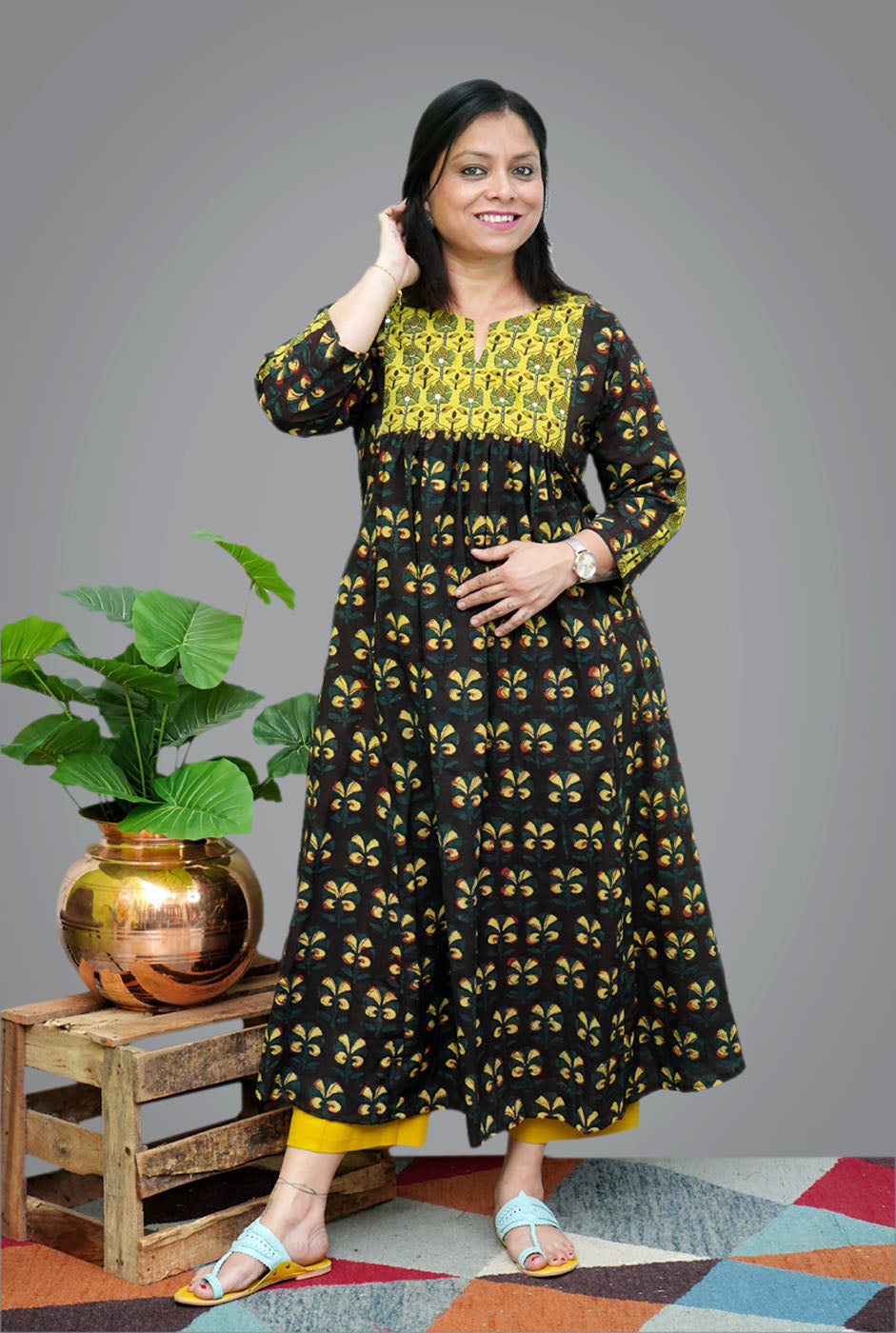 Dabu Ajrakh Kurta With Handwork