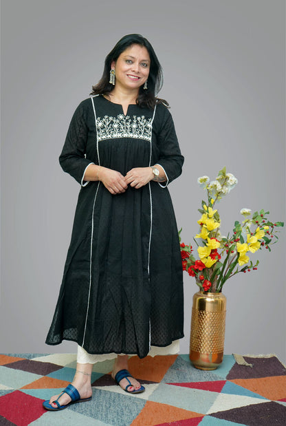 Black Dobi Kurti with Handwork Detailing