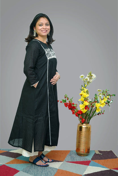 Black Dobi Kurti with Handwork Detailing