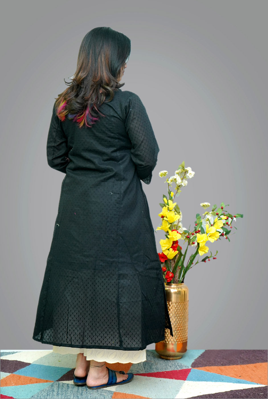 Black Dobi Kurti with Handwork Detailing