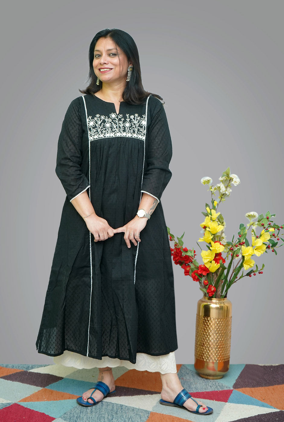 Black Dobi Kurti with Handwork Detailing