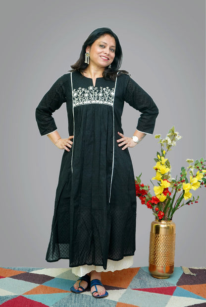 Black Dobi Kurti with Handwork Detailing