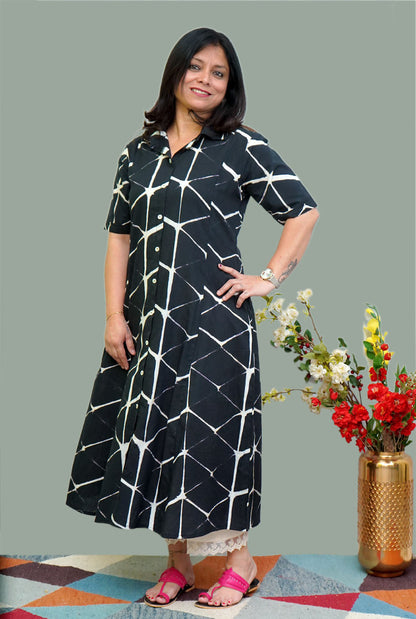 Designer Black A-line Clamp Kurti