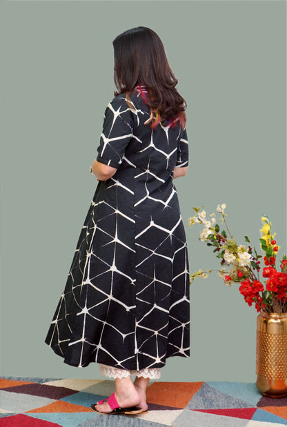 Designer Black A-line Clamp Kurti