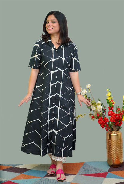 Designer Black A-line Clamp Kurti