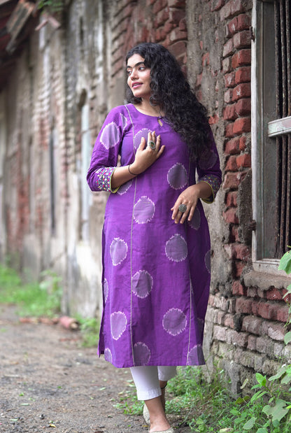 Purple Exclusive Ikat Kurti