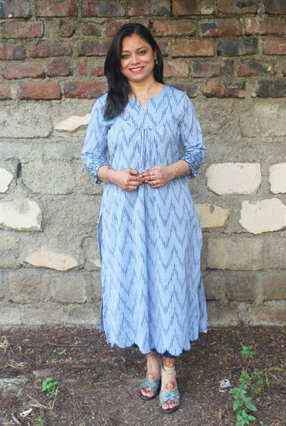 Straight Cut Kurti featuring Scallop Designs