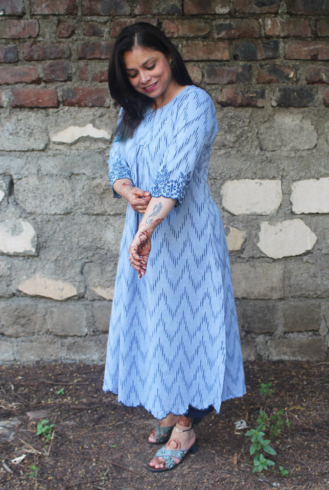 Straight Cut Kurti featuring Scallop Designs