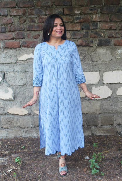 Straight Cut Kurti featuring Scallop Designs