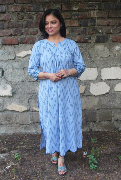 Straight Cut Kurti featuring Scallop Designs