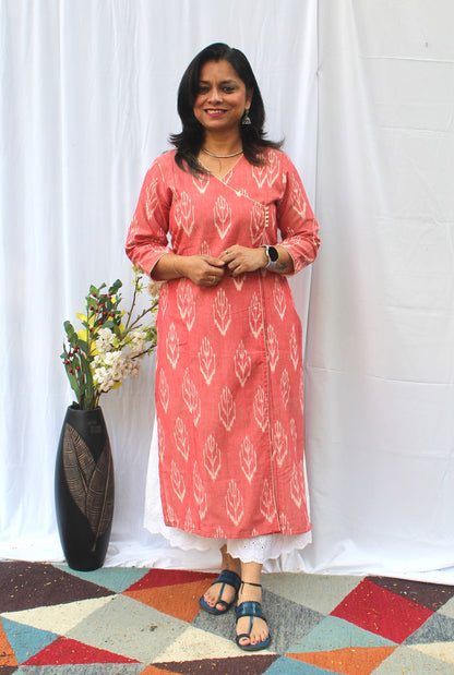 Exclusive Ikat Peach Kurti