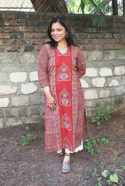 Straight cut designer Ajrakh Kurti (D)