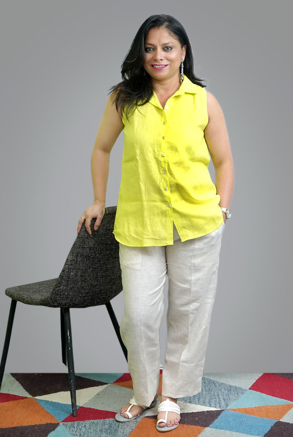 Yellowish Green Linen Shirt