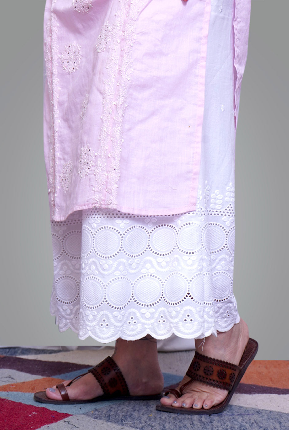 White Chikankari Plazo/ Palazzo