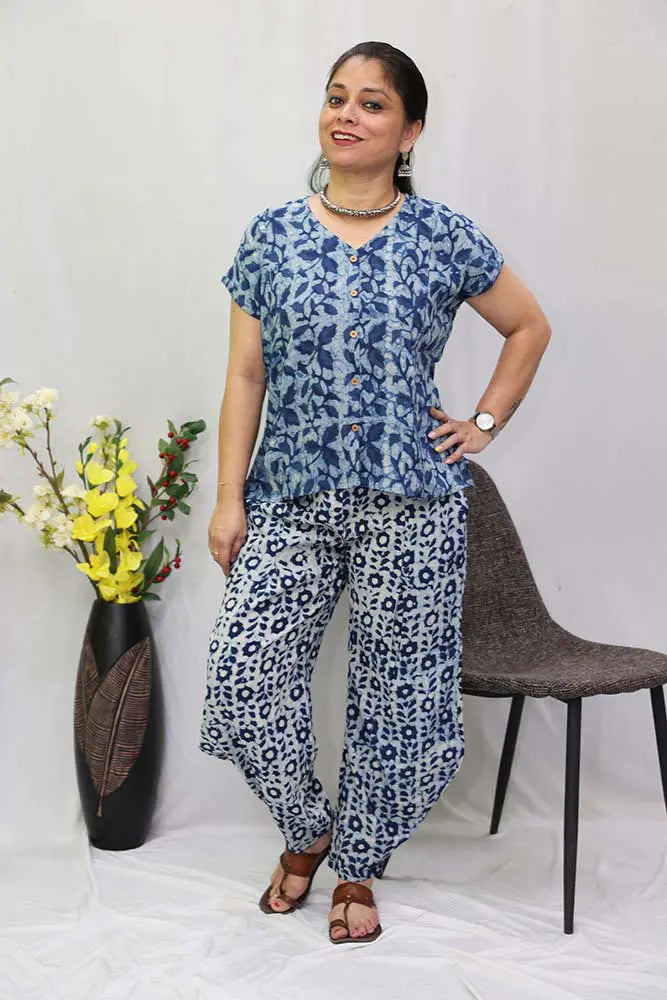 Blue Dabu in Modal Co-ord Set