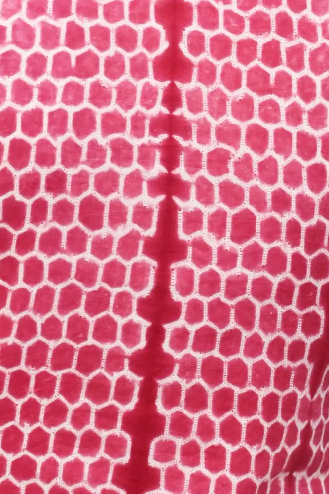 Red Designer Shibori dress with lining