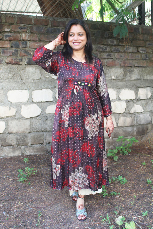 Comfort Fit A Line Kurti With Front Gathers