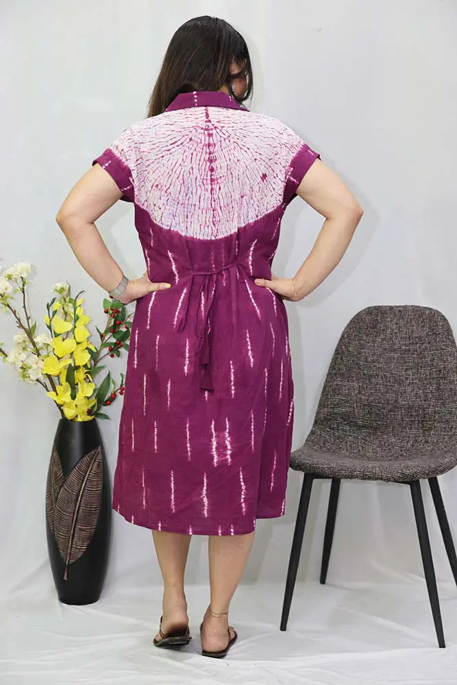 Purple Designer Shibori dress with lining