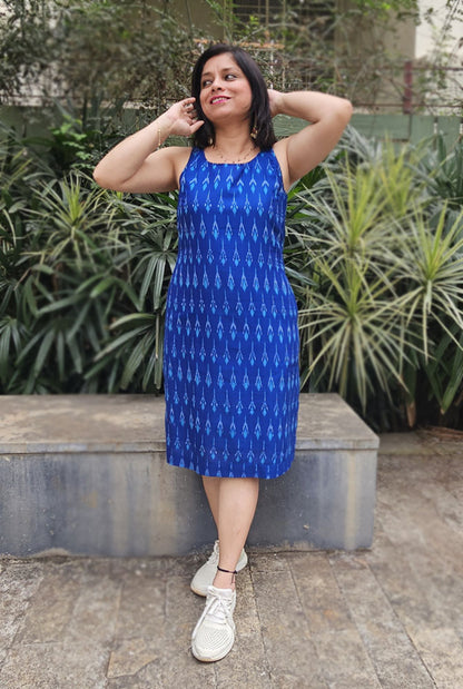 Blue Mercerized Ikat Dress