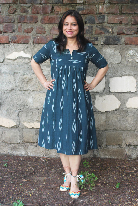 A-line Ikat Dress With Lining