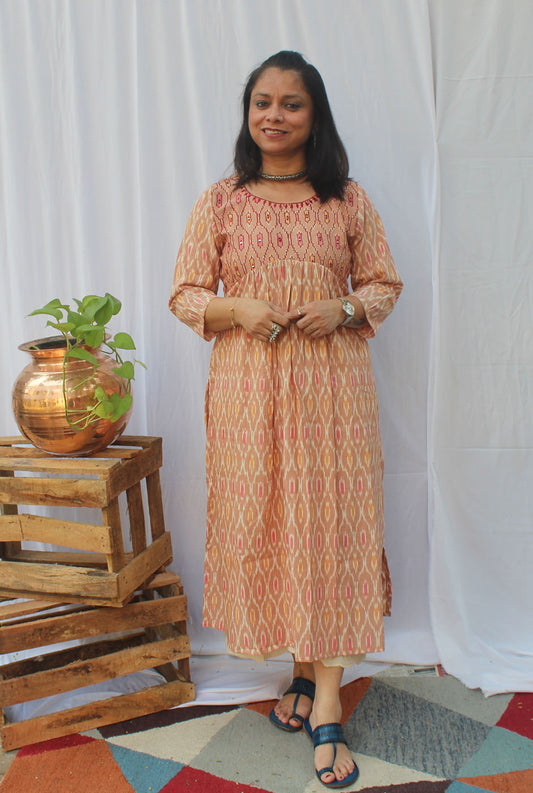 Exclusive Ikat Kurti With Yoke