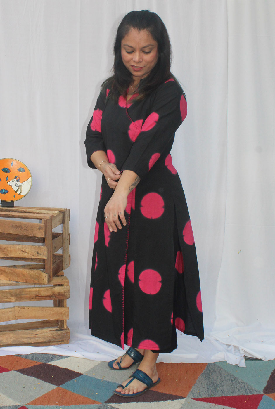 Cotton Clamp Angarakha Black Kurti A