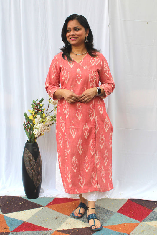 Exclusive Ikat Peach Kurti