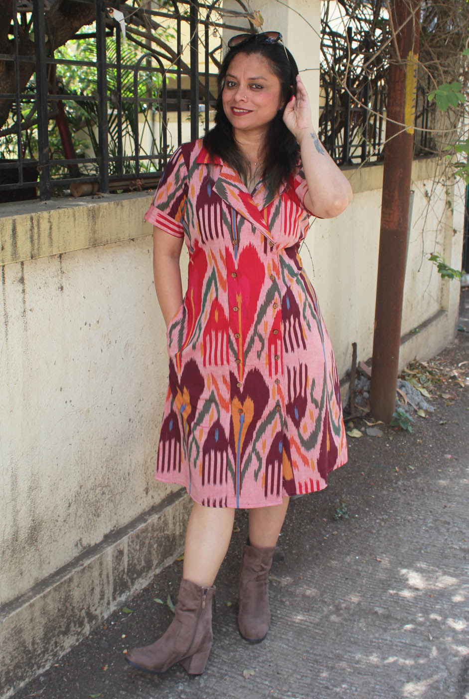 Uzbek Ikat Overlapping Dress