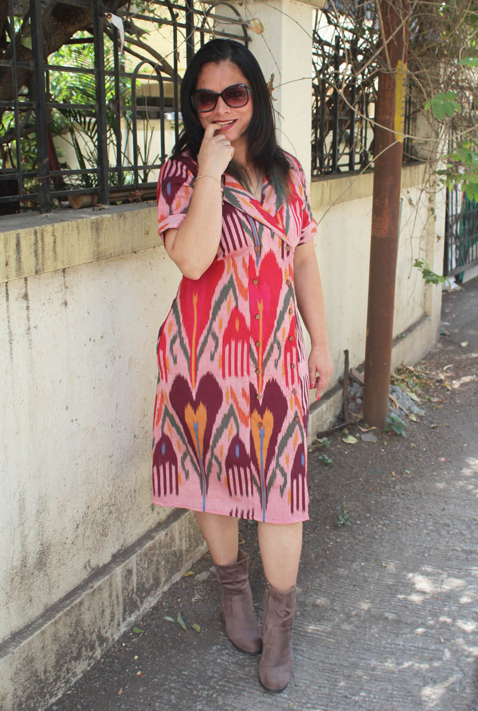 Uzbek Ikat Overlapping Dress