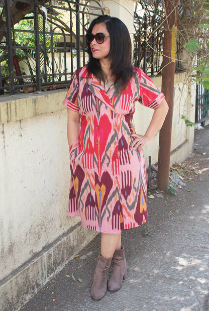 Uzbek Ikat Overlapping Dress