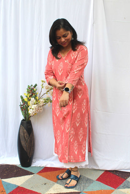 Exclusive Ikat Peach Kurti