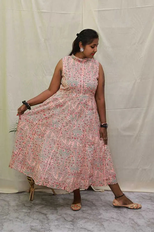 Gulmohar Calf length Anarkali Dress with Lining