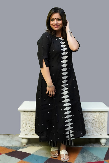 Nazakat South Cotton Black Kurti Pant Set