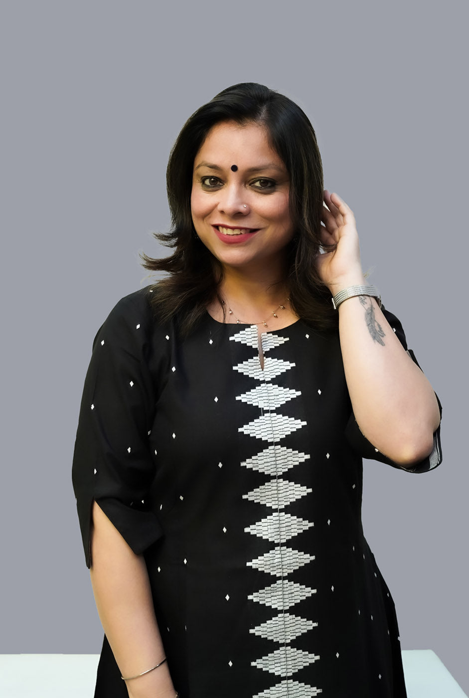 Nazakat South Cotton Black Kurti Pant Set