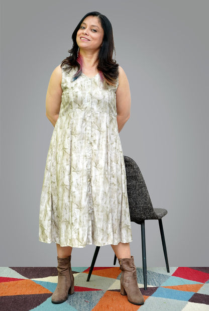 Digital Printed Rayon Cotton Dress