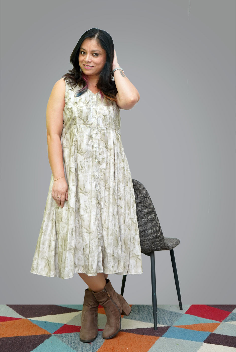 Digital Printed Rayon Cotton Dress