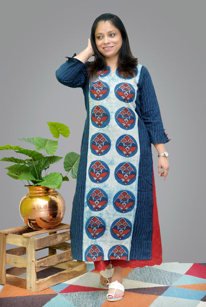 Straight Cut Designer Ajrakh Kurti (J)