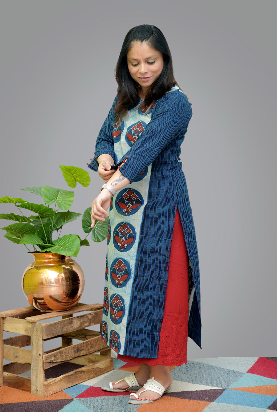 Straight Cut Designer Ajrakh Kurti (J)