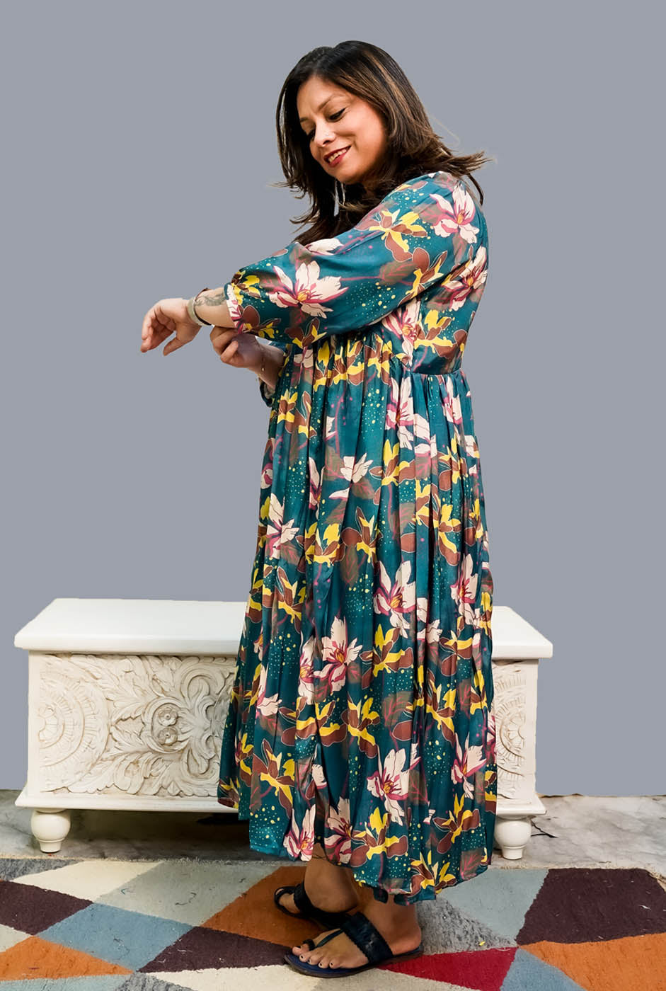 Muslin Digital Printed Dress with Mul Lining