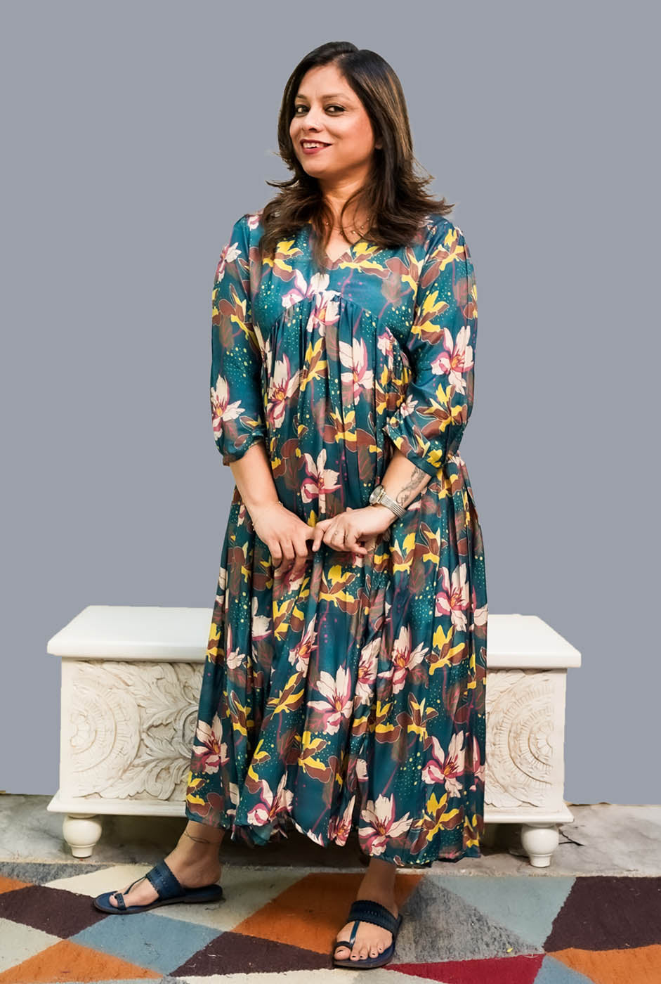 Muslin Digital Printed Dress with Mul Lining