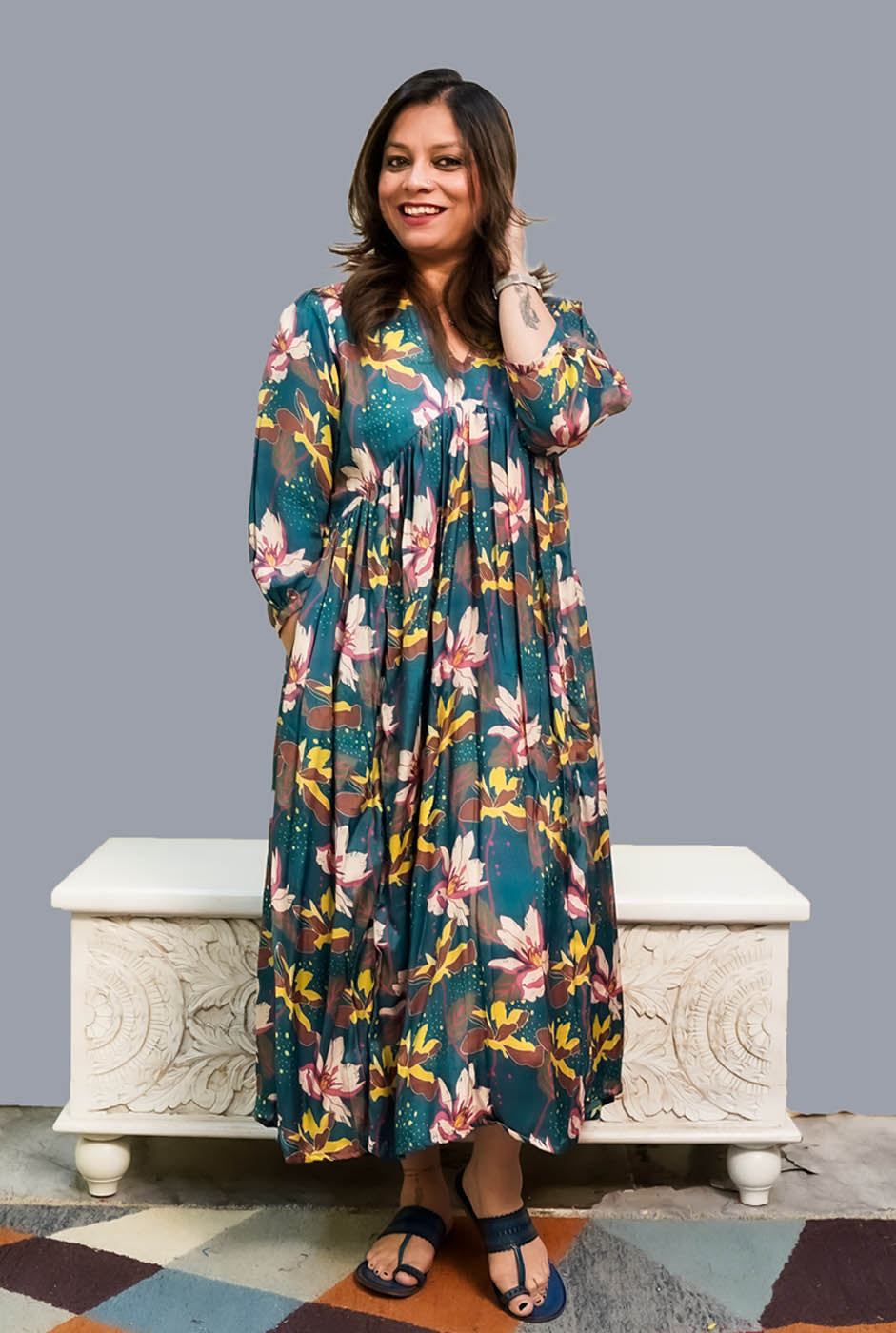 Muslin Digital Printed Dress with Mul Lining