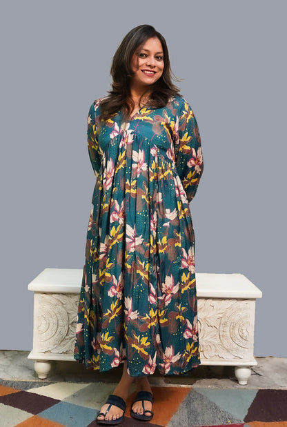 Muslin Digital Printed Dress with Mul Lining