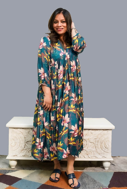 Muslin Digital Printed Dress with Mul Lining